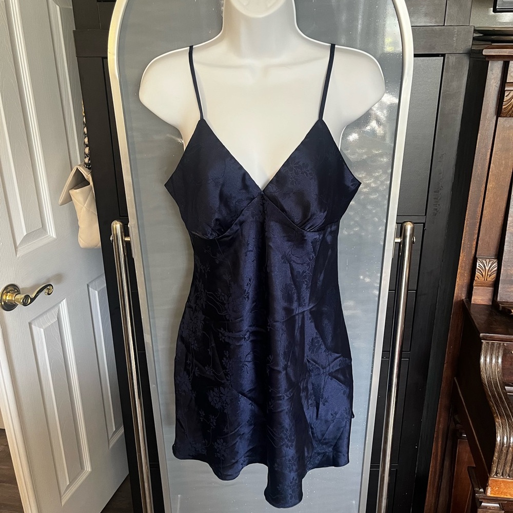 Y2K Luxurious‎ Midnight Blue Satin Slip
